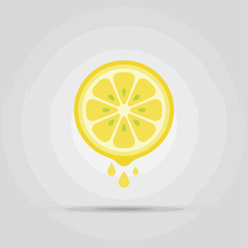 This image portrays a fresh lemon slice with droplets of juice, symbolizing freshness, vitality, and the tangy essence of citrus fruits in a minimalist style.