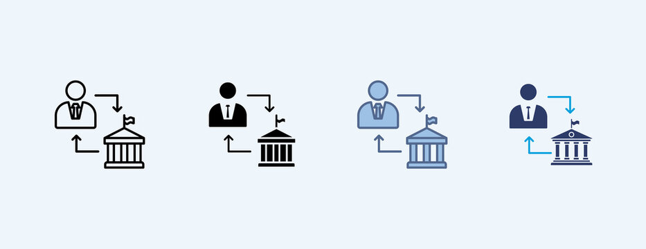 Business To Goverment Multiple Icon Illustration Vector, Contains 