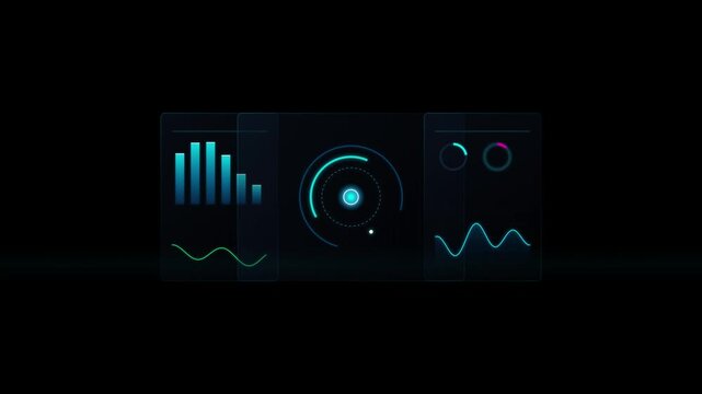 Futuristic HUD Dashboard Radar Scan Data Analytics Motion Graphic