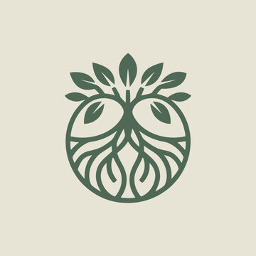 Abstract tree roots circle logo design