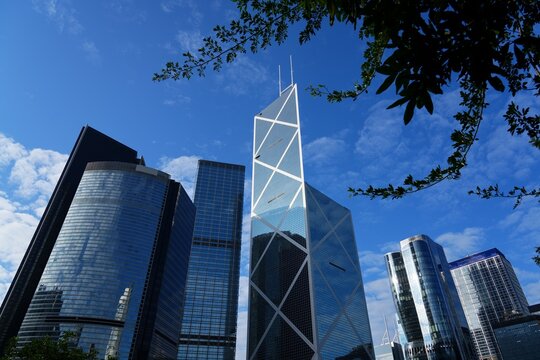 Hong Kong big city skyline. Skyscrapers in Central, Hong Kong.