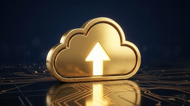 Efficient cloud upload icon representing advanced digital data storage technology.
