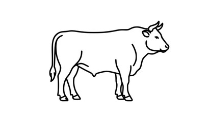Obraz premium Beef Cow Thin Line Editable Stroke Vector Icon