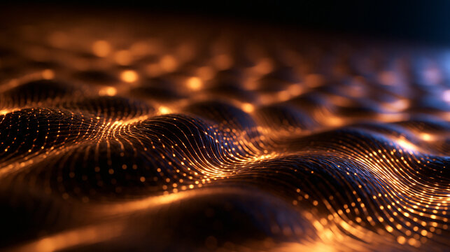 Abstract Digital Glowing Network Wave of Big Data