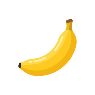 Yellow Banana Fruit Isolated on White Background, Healthy Eating, Tropical Food