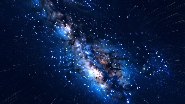 Starry Night Sky with Meteor Shower and Falling Comets Seamless Loop