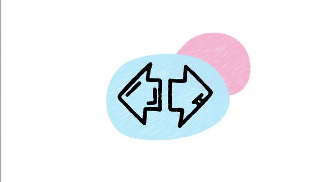 An animated hand-drawn left and right pointing green arrow indicators. Ideal for turn signal indicators, hazard flasher lights, directional steering lights, and dashboard controls. 
