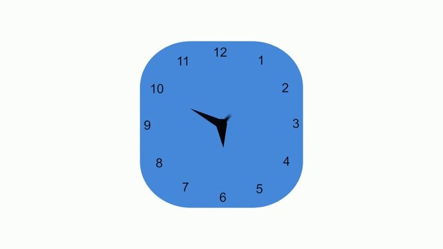 Minimal clock with black numbers and hands showing time passing with motion blur animation