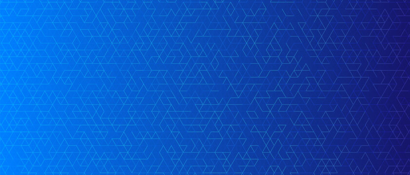 Blue triangle grid pattern abstract geometric design with thin line texture background for technology and science presentation. Vector illustration.