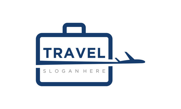 Travel Luggage With Airplane Icon and Text.