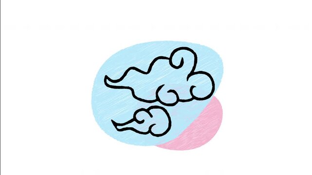 An animated hand-drawn traditional decorative Chinese auspicious cloud motif. Perfect for oriental festive backgrounds, Lunar New Year artwork, and sky fortune cloud patterns. 