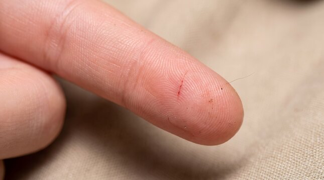 Extreme Close Up of Finger Skin Injury Showing Red Scratch Mark On Flesh Details Of Human Body Skin Wound