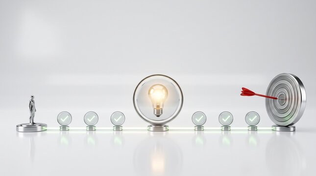 Creative innovation concept with unique glowing light bulb among competitors representing originality, ideas and differentiation