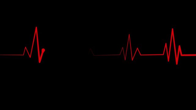 Heartbeat waveform signal animation, stylized pulse waveform across horizontal frame