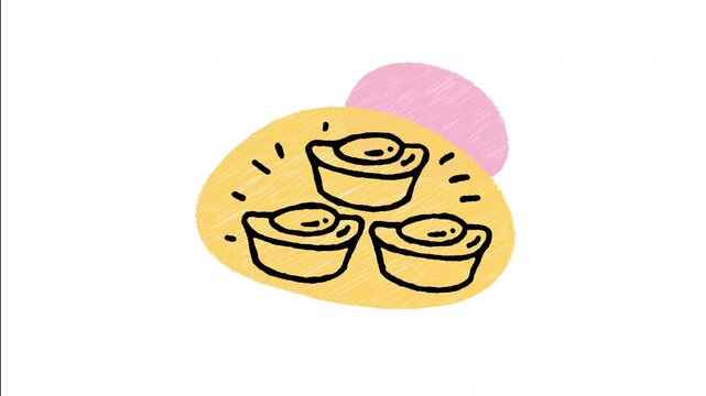 An animated hand-drawn pile of ancient Chinese gold sycee Yuanbao ingots. Great for wealth abundance, Lunar New Year prosperity, financial success, and lucky feng shui objects. 