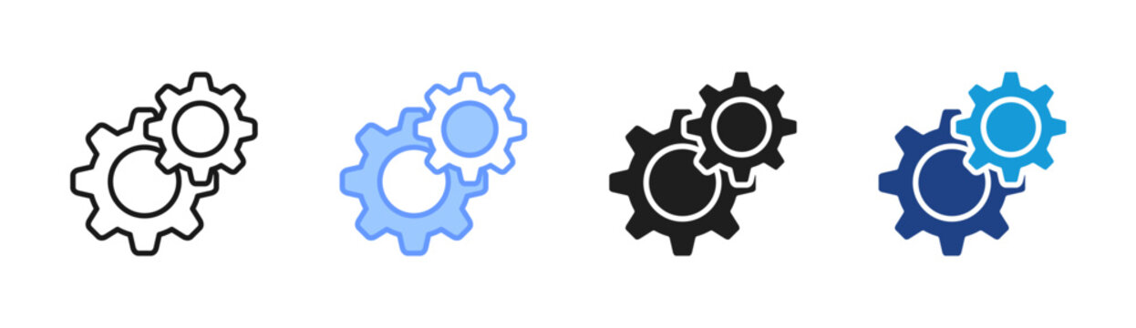 Process Integration icon set multiple style collection