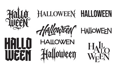 Fototapeta premium Halloween gothic typography vector collection with various scary styles scary text spooky font