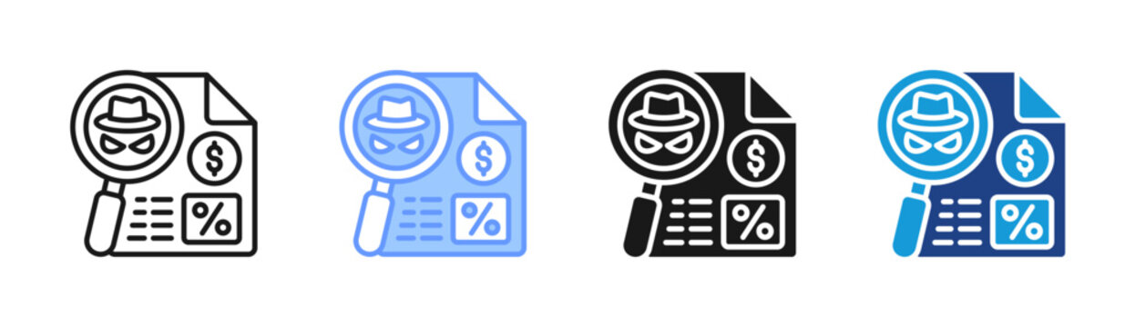 Fraudulent Finance icon set multiple style collection