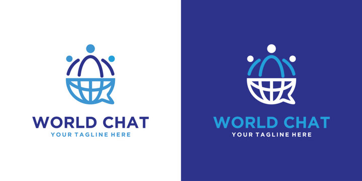 World Chat Logo Design Global Communication Concept.