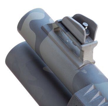 White dot on a post protected by wings serving as a shotgun's front sight