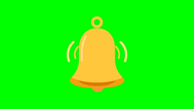Ringing notification bell icon on green screen