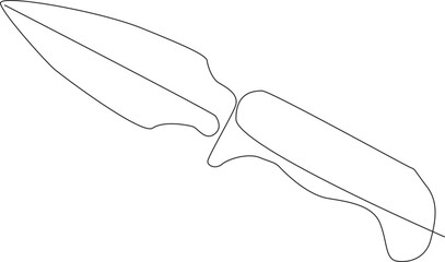 Obraz premium Minimalist one-line illustration of a kitchen chef knife isolated on a white background, representing cooking, food preparation, culinary tools, and kitchen concepts.