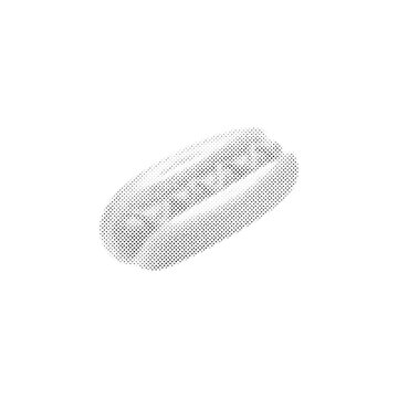 Halftone hot dog sausage icon with vintage dot matrix pattern