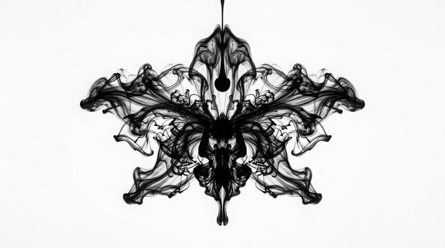 Abstract black ink cloud formation isolated on white background