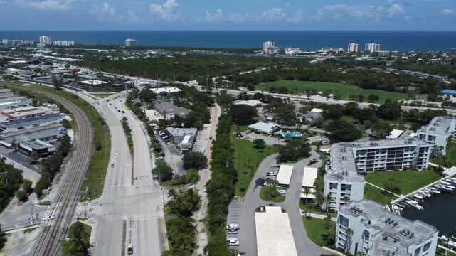 Jupiter Florida panning drone shot three