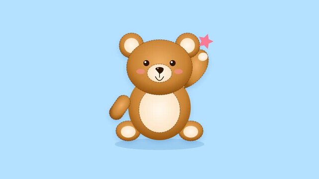 Cute cartoon teddy bears with stars on blue background