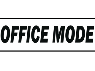 Bold minimalist typography OFFICE MODE enclosed in top and bottom line border © Amel