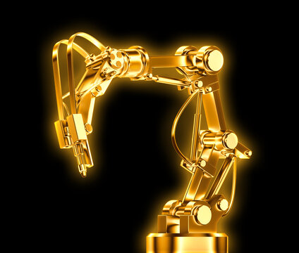hydraulischer Roboterarm goldfarben