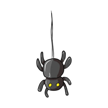 Cute Black Spider Hanging Halloween illustration ico Design