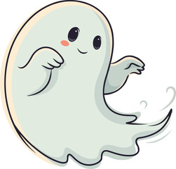 Fototapeta premium Cute friendly ghost character illustration with a happy expression in a simple vector style