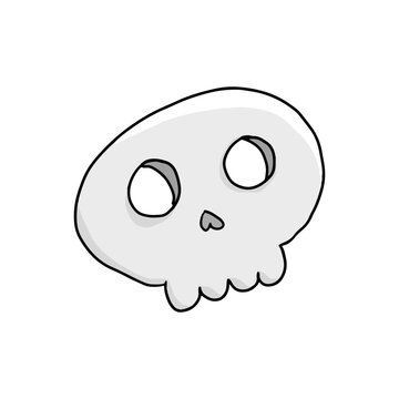 Cute white cartoon skull Halloween illustration ico