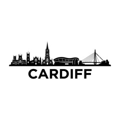 Obraz premium Cardiff city skyline silhouette Wales UK