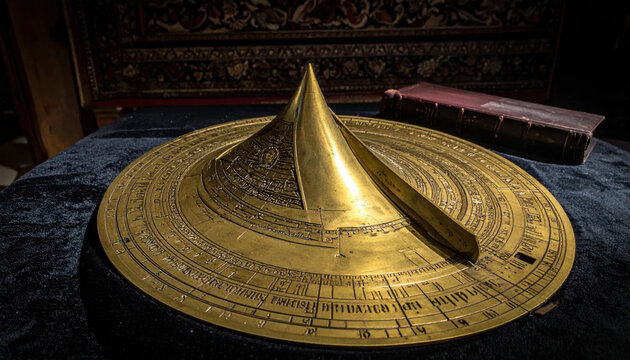 Intricate antique brass astrolabe for celestial navigation and astronomical study