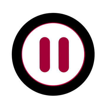 red pause icon in a black circle