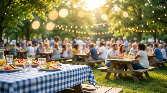 A community spirit event featuring an outdoor picnic during a church conference.