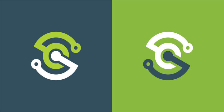 Modern S Letter Logo Design Technology Circuit.