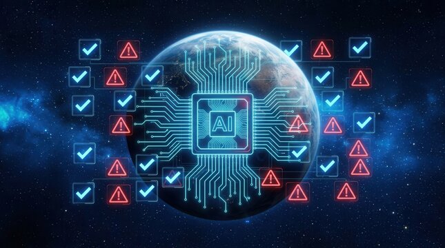 Unreliable algorithms and model collapse representing AI hallucination and misinformation risks.