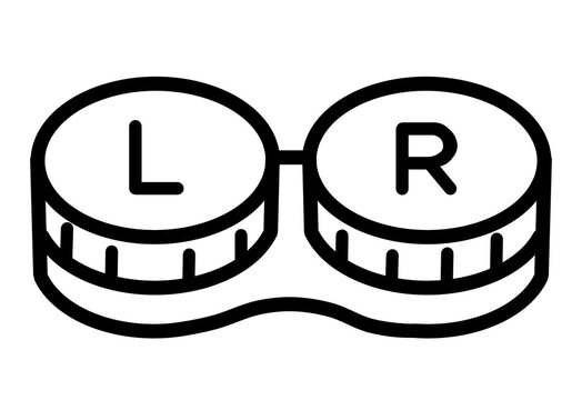 Black outline contact lens case with L and R icon transparent background