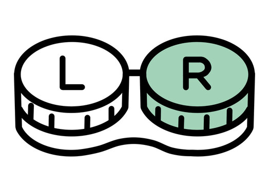 Contact lens case with green right side icon transparent background