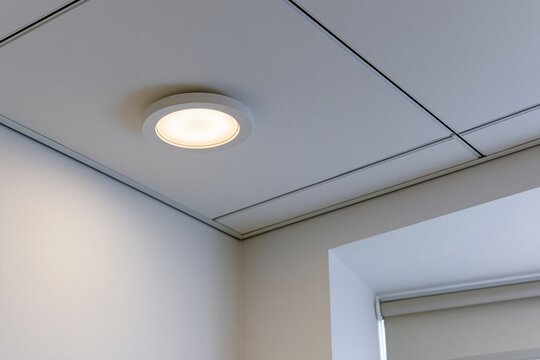 The Round Ceiling Light Brightening a Minimal White Corner Interior