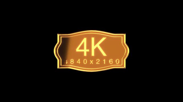an animated golden 4K label