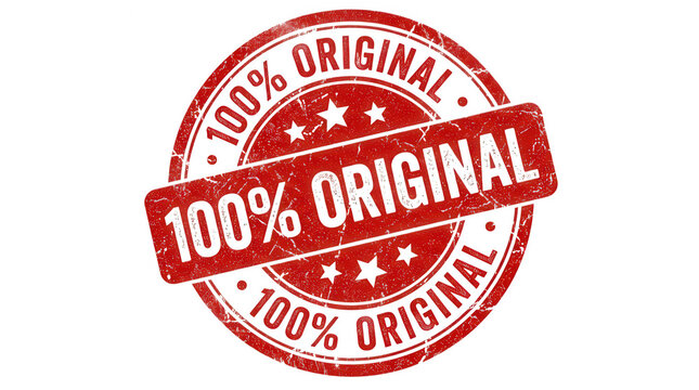 100% original red rubber stamp isolated on transparent background