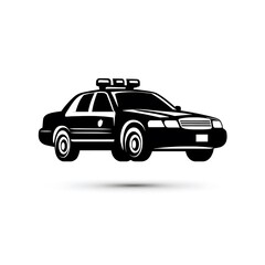 Naklejka premium Black and white police car illustration with light bar