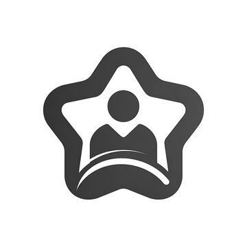 Silhouette icon of a smiling person inside a star shape