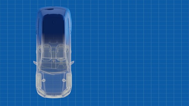 Blueprint Style Aerial Car View