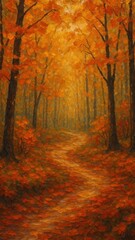 Naklejka premium Vibrant autumn forest path mobile wallpaper
